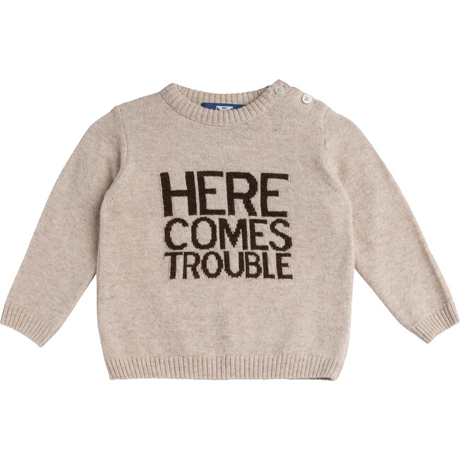 Little Here Comes Troubles Sweater, Oatmeal