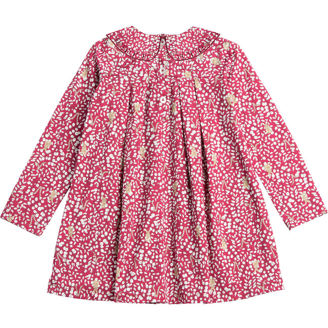Woodland Bunny Pretty Collar Dress, Berry