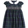 Little Charlotte Tartan Smocked Dress, Navy Tartan - Dresses - 1 - thumbnail