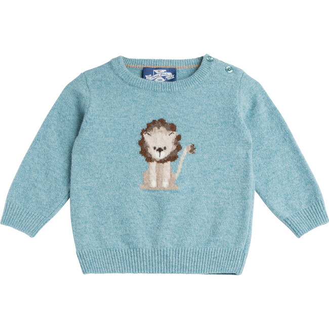 Little Baby Augustus Lion Sweater, Teal Green