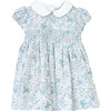 Little Arabella Bloom Smocked Dress, Sea Blue Floral - Dresses - 1 - thumbnail