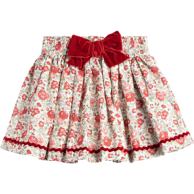 Liberty Print Felicite Bow Skirt, Red Felicite