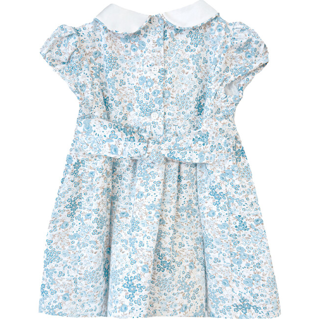 Little Arabella Bloom Smocked Dress, Sea Blue Floral - Dresses - 3