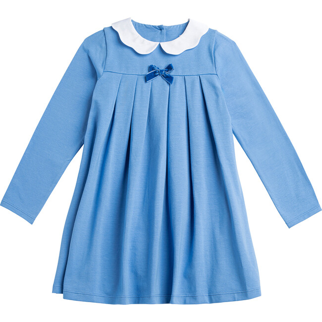 Anna Petal Collar Dress, Azure Blue