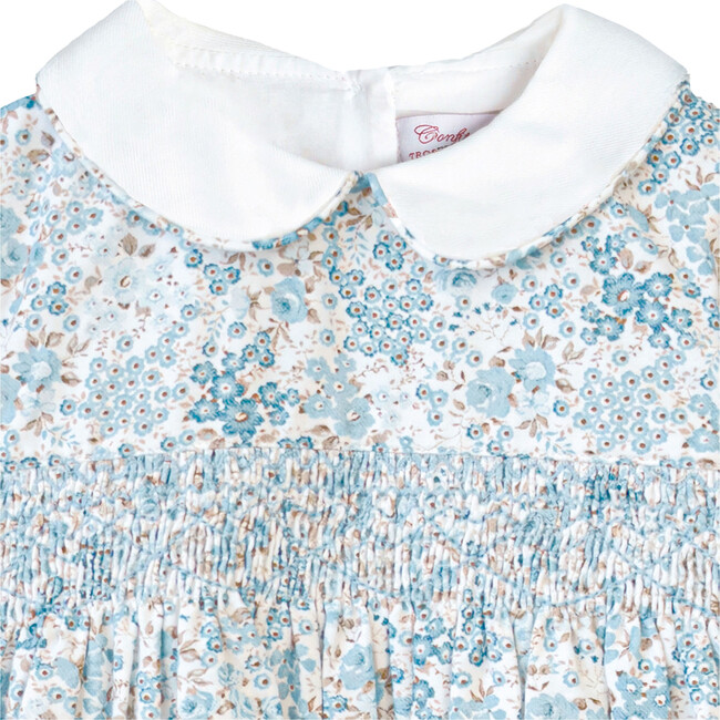 Little Arabella Bloom Smocked Dress, Sea Blue Floral - Dresses - 4