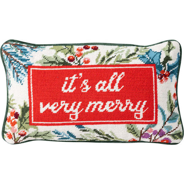 Very Merry Needlepoint Pillow - Furbish Studio Accents & Decor | Maisonette