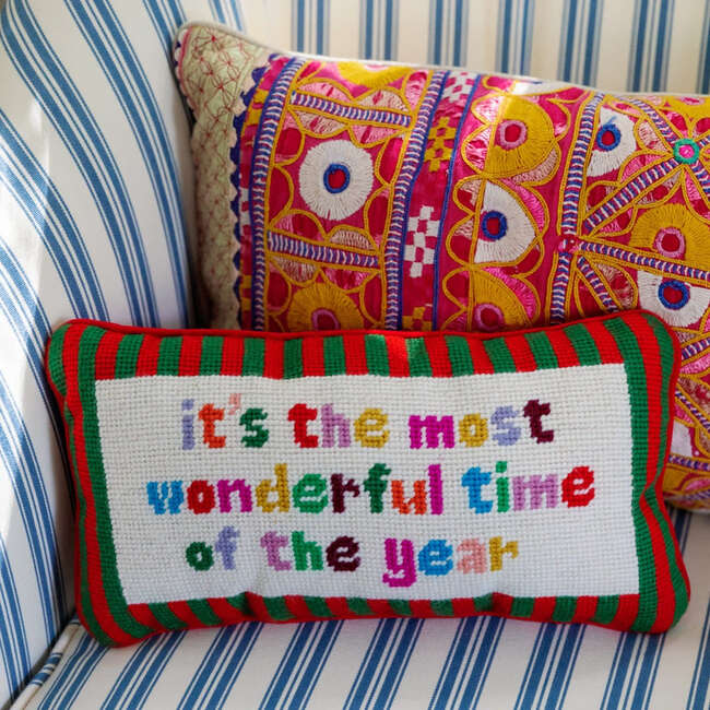 Most Wonderful Time Needlepoint Pillow - Decorative Pillows - 3