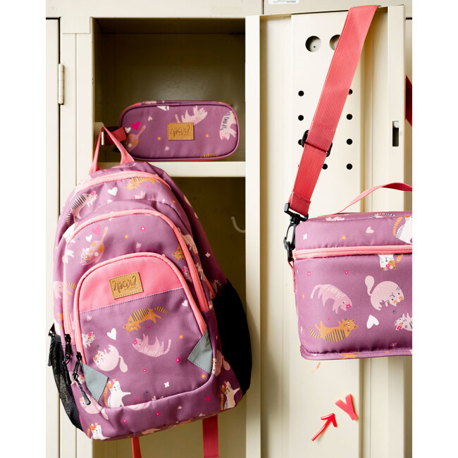 Pencil Case, Purple Little Cats Print - School Supplies - 2