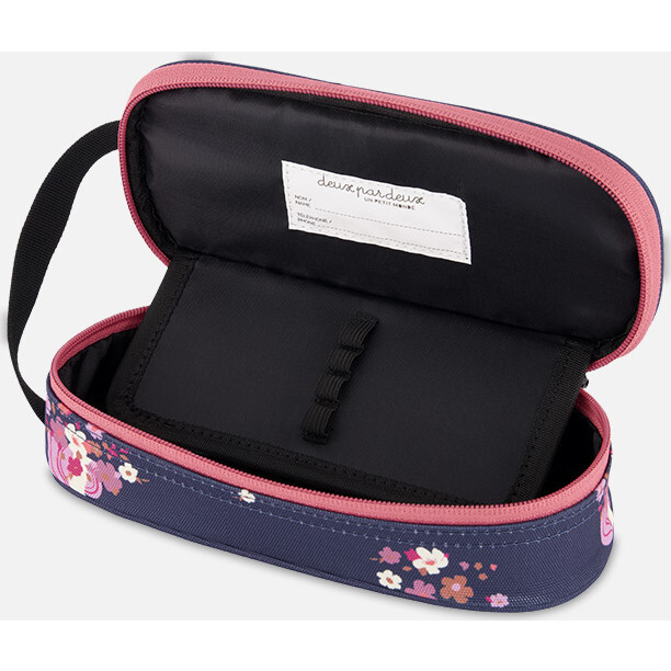 Pencil Case, Navy Flowery Unicorn Print - School Supplies - 3