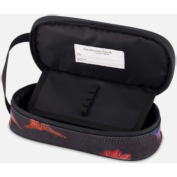Pencil Case, Black Dino Multicolor Print - School Supplies - 3