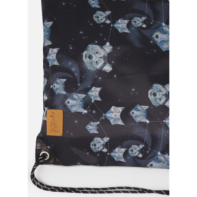 Drawstring Gym Bag, Black Astral Wolf Print - Backpacks - 3