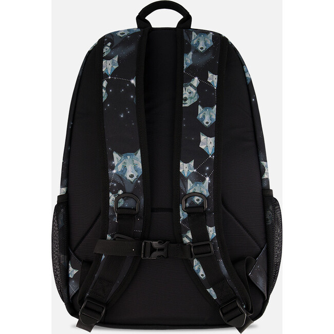 Kids Backpack, Black Astral Wolf Print - Backpacks - 3