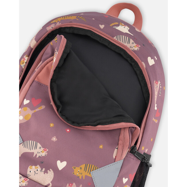 Toddler Backpack, Purple Little Cats Print - Backpacks - 4