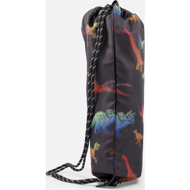 Drawstring Gym Bag, Black Dino Multicolor Print - Backpacks - 3