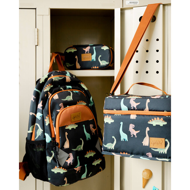 Pencil Case, Black With Dinosaurs Print - School Supplies - 2