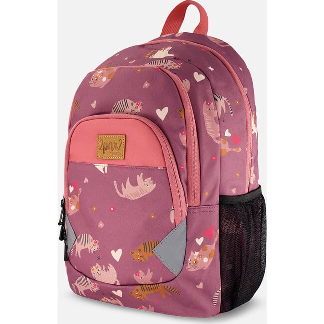 Toddler Backpack, Purple Little Cats Print - Backpacks - 5
