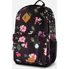 Kids Backpack, Black Botanical Flower Print - Backpacks - 5