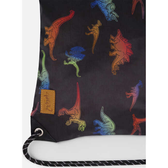 Drawstring Gym Bag, Black Dino Multicolor Print - Backpacks - 4