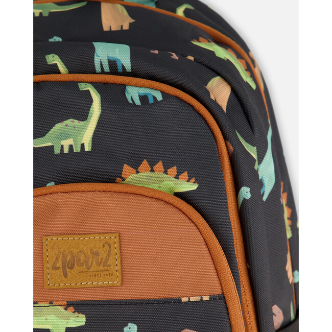 Toddler Backpack, Black With Dinosaurs Print - Backpacks - 6