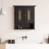 Windsor Wooden Wall Cabinet with Glass Mosaic Doors, Dark Espresso - Cabinets - 3