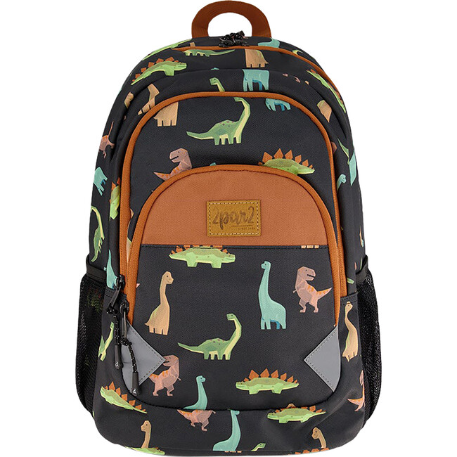 Toddler Backpack, Black With Dinosaurs Print - Backpacks - 1