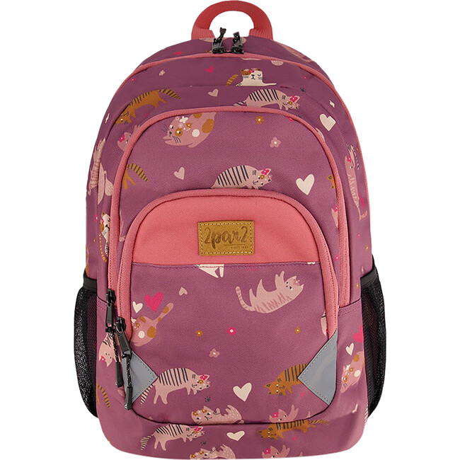 Toddler Backpack, Purple Little Cats Print - Backpacks - 1