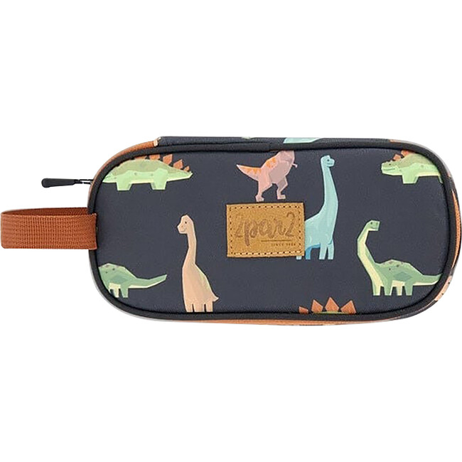 Pencil Case, Black With Dinosaurs Print