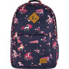 Kids Backpack, Navy Flowery Unicorn Print - Backpacks - 1 - thumbnail