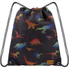 Drawstring Gym Bag, Black Dino Multicolor Print - Backpacks - 1 - thumbnail