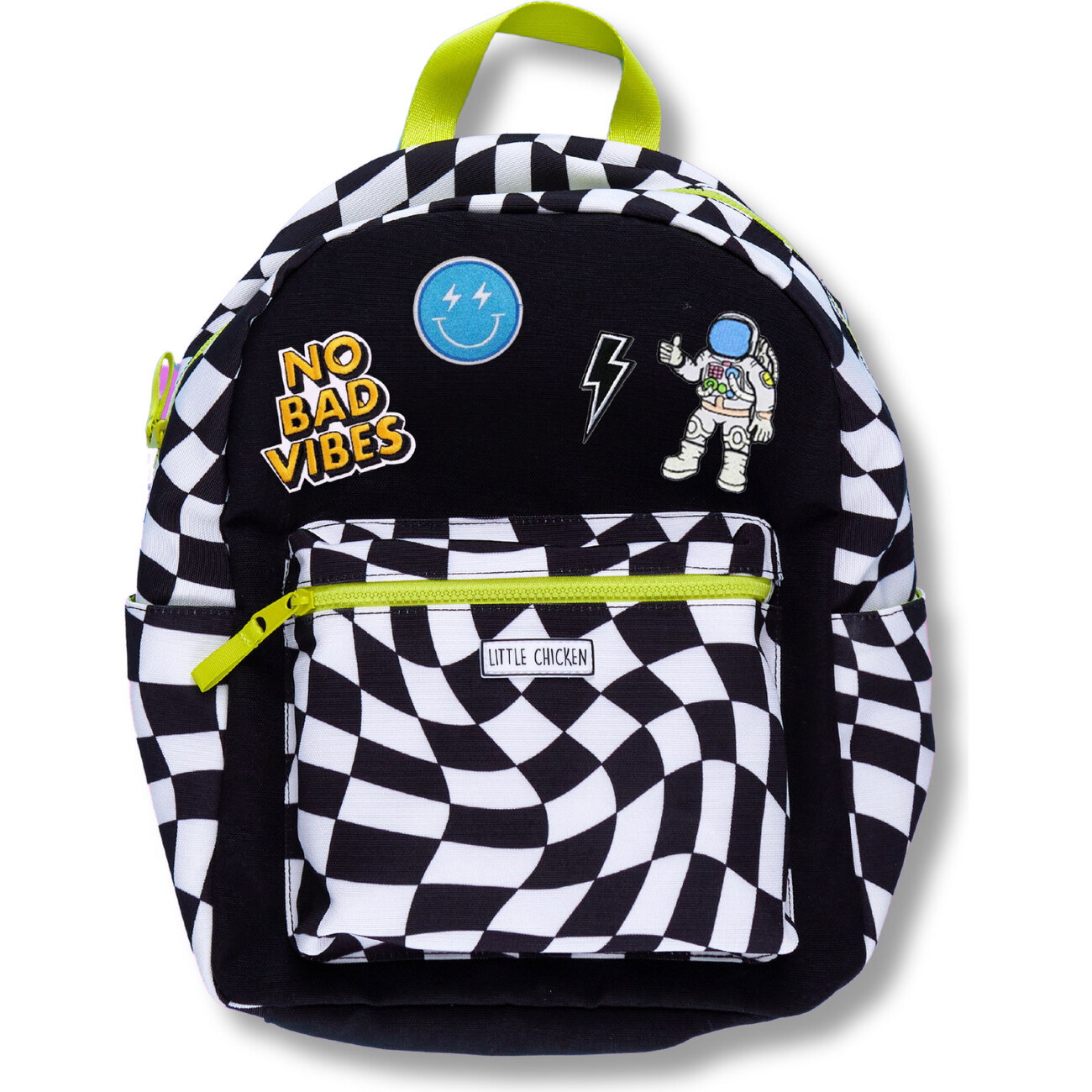 Groovy Check Backpack With Patches, Black - Little Chicken
