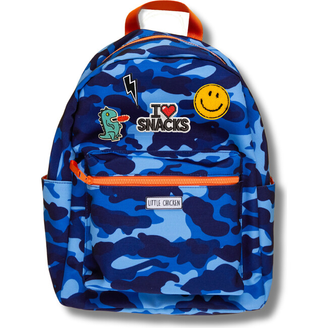 Camo Backpack With Patches, Blue