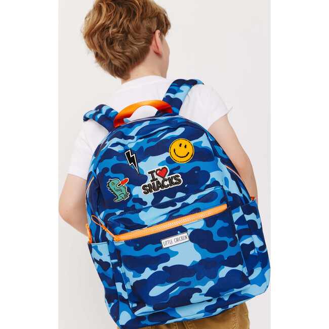 Camo Backpack With Patches, Blue - Backpacks - 2
