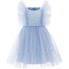 Star Print Ruffle Tulle Dress, Blue - Dresses - 1 - thumbnail