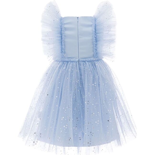 Star Print Ruffle Tulle Dress, Blue - Dresses - 2
