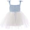 Janie Bow Strap Tulle Dress, Blue - Dresses - 2