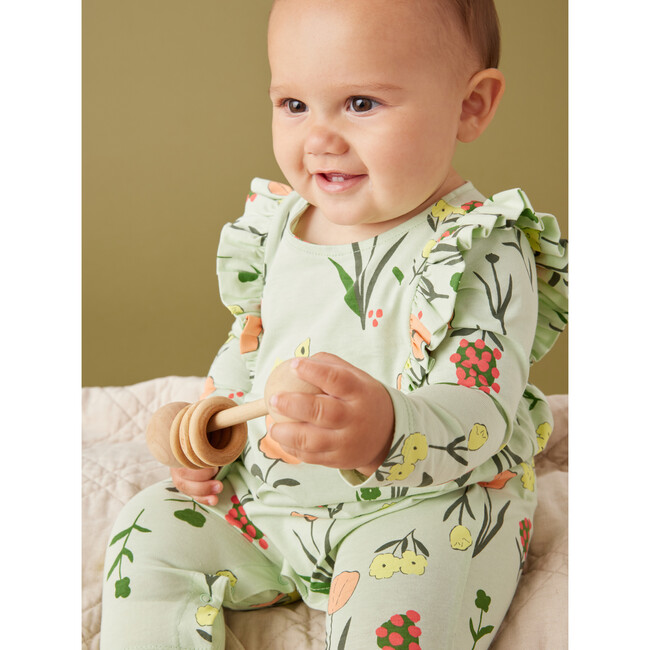 Ruffle Sleeve Baby Romper, Green - Rompers - 4