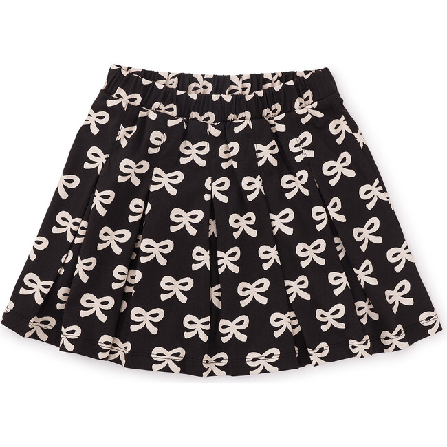 Pleated Jersey Skirt, Black Bows - Skirts - 1