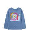 Snail Graphic Tee, Blue - T-Shirts - 1 - thumbnail