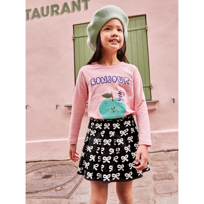 Pleated Jersey Skirt, Black Bows - Skirts - 3