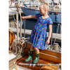 Short Sleeve Wrap Neck Dress, Blue - Dresses - 4