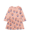 Long Sleeve Skirted French Cat Dress, Pink - Dresses - 1 - thumbnail