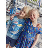 Short Sleeve Wrap Neck Dress, Blue - Dresses - 7