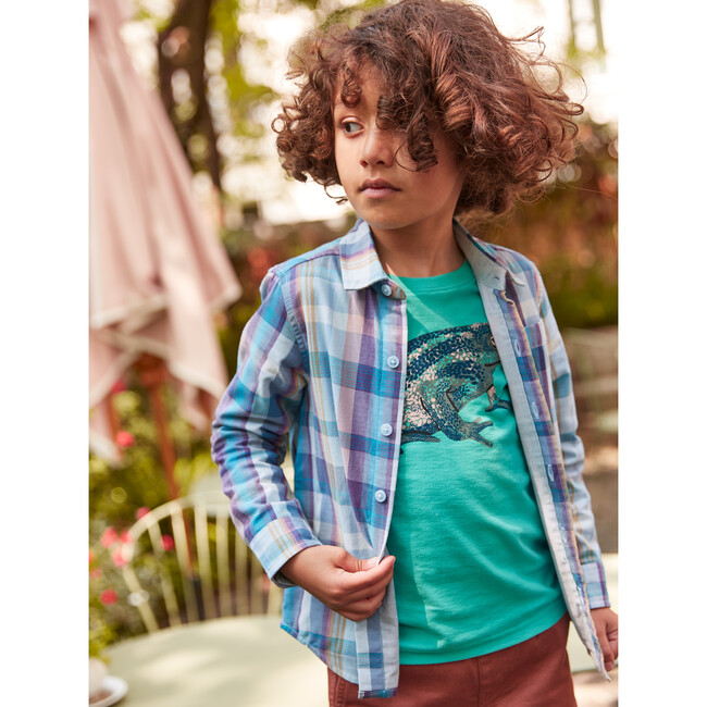 Frog Layered Sleeve Graphic Tee, Blue - T-Shirts - 2