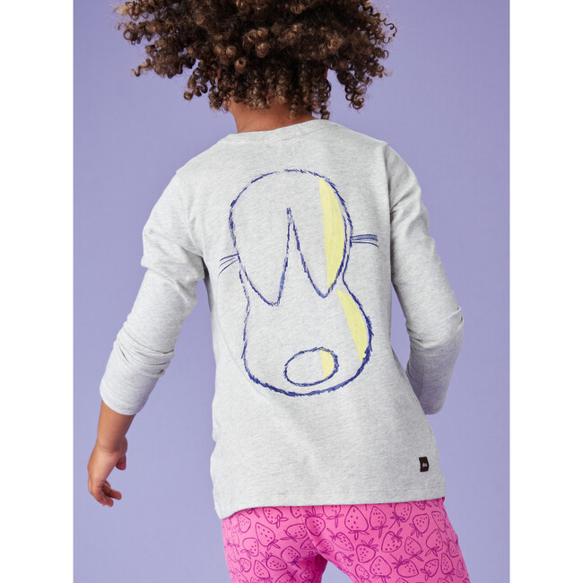 Bunny Graphic Tee, Grey - T-Shirts - 5
