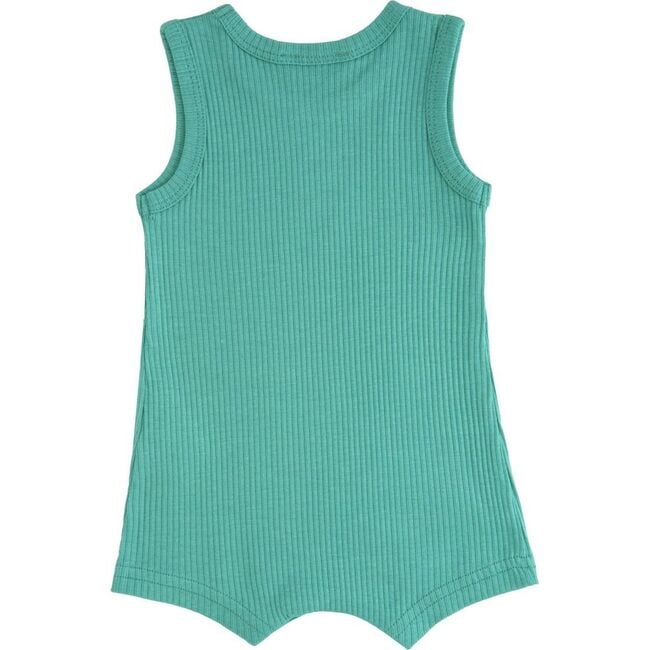 Turqoise Sleeveless Modal Romper, Green - Bodysuits - 2