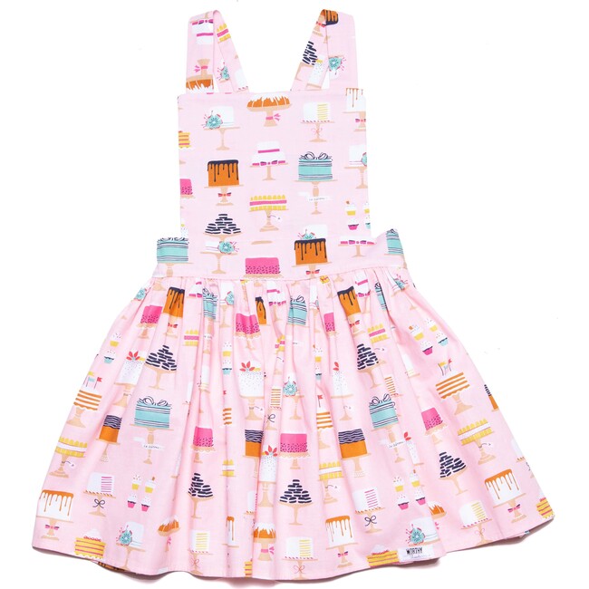 Pinafore Dress in Cakes, Pink