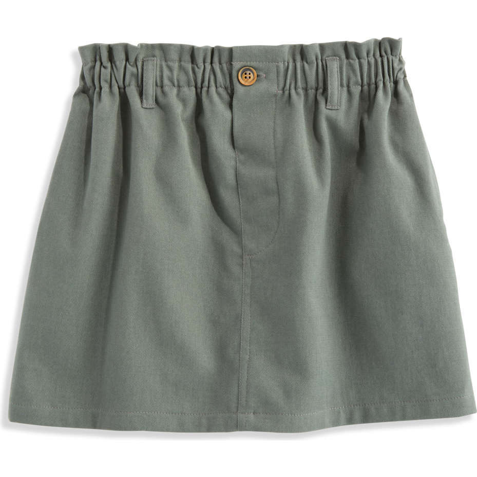 Stretch Twill Paperbag Skirt, Leaf Green - Skirts - 1