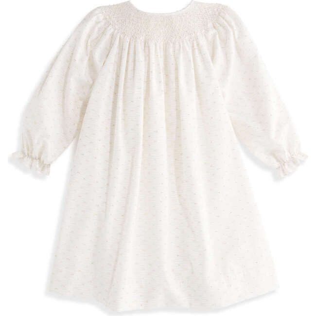 Smocked Brussels Dress, Gold Plumeti and Herringbone