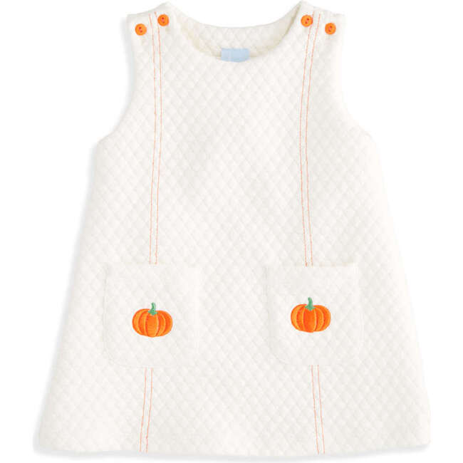 Quilted Pumpkin Shift Dress, Ivory w Pumpkin