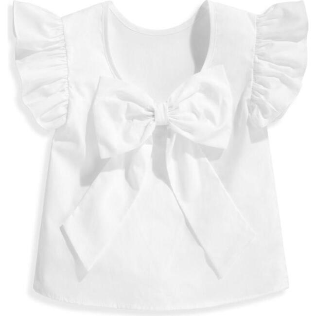 Back Bow Blouse, White - Blouses - 2